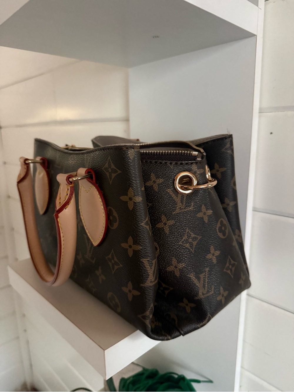 Louis Vuitton Monogram Canvas Satchel with Tan and Red Trim - Picture 2 of 3